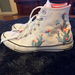 Converse Chuck Taylor All Star High Top Sneakers White Succulent Sz 9